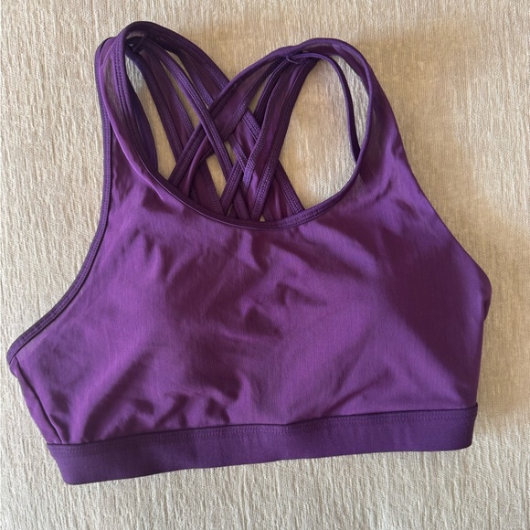 Fabletics Faye High Impact Sports Bra Luxe Plum Purple Size M Strappy Crossback - Picture 4 of 10
